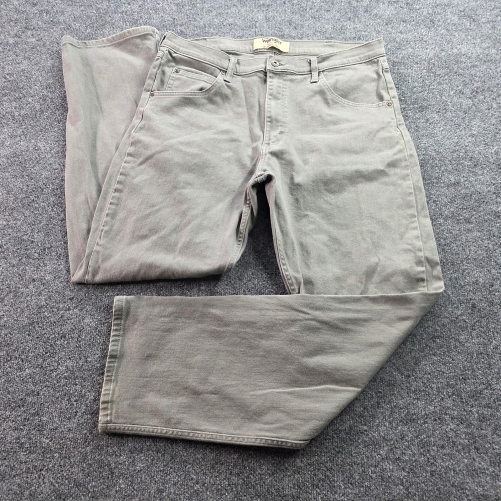 Wrangler Authentics Straight Leg Pant Mens 34x32 Green Stretch Twill Casual Work